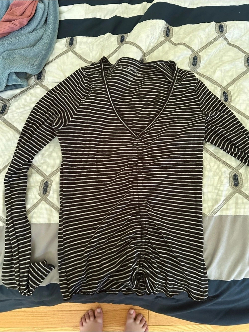 Hollister Must Have Collection Striped Ruched Long-Sleeve Top Medium